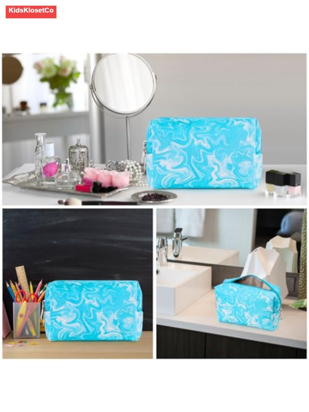 Waterproof Makeup Bag for Teens Girls Travel Cosmetic Pouch Zipper Leather - Picture 5 of 5